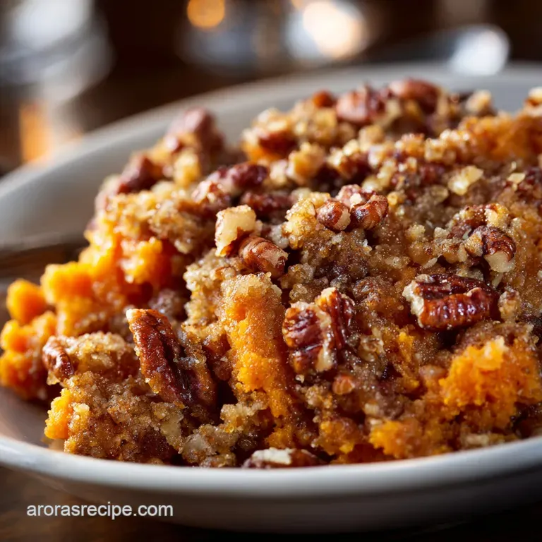 Sweet Potato Casserole with Brown Butter Pecan Streusel Topping