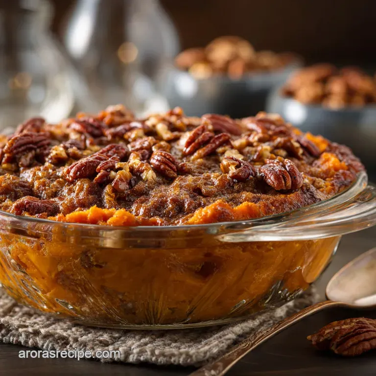 Sweet Potato Casserole with Pecan Topping: Velvety Decadent presentation