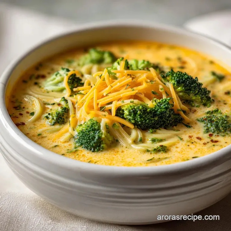 Cozy Broccoli Cheddar Noodle Soup