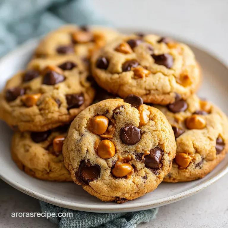 Neatly stacked golden cookies on a white platter, paired with a glass of creamy milk on a bright marble surface.