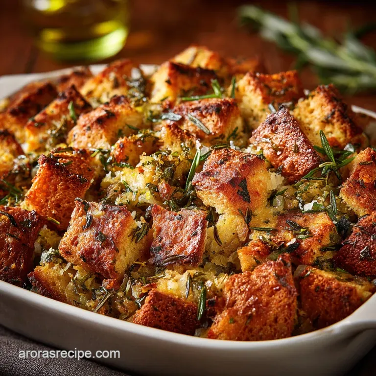 Buttery Herb Thanksgiving Stuffing: the King of Sides with Perfect Crispy Tops presentation
