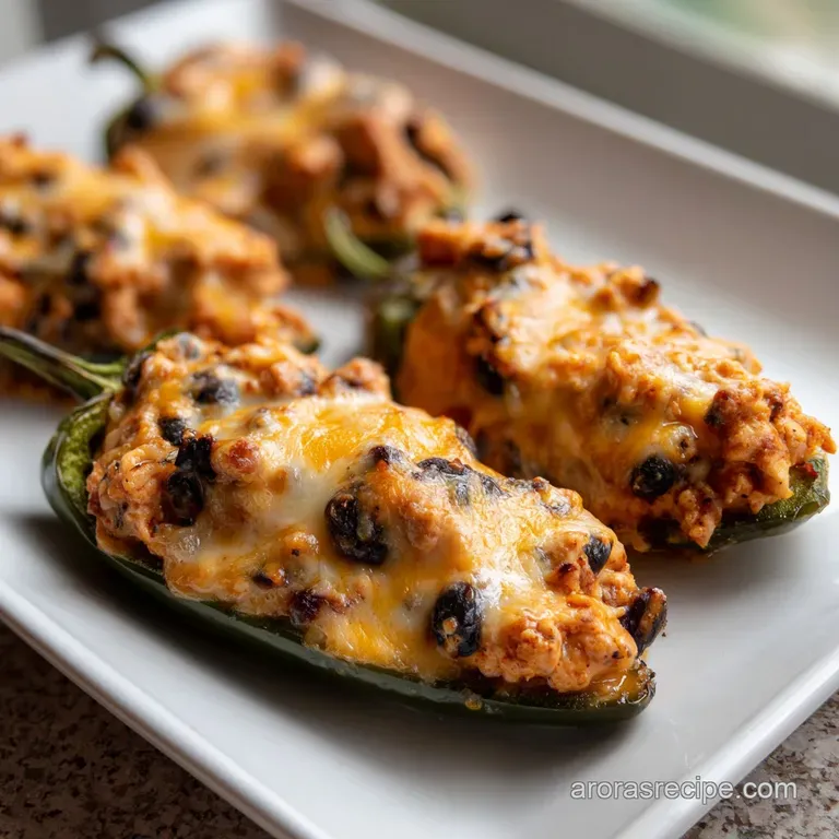 Stuffed Poblano Peppers with Cheesy Chicken Filling