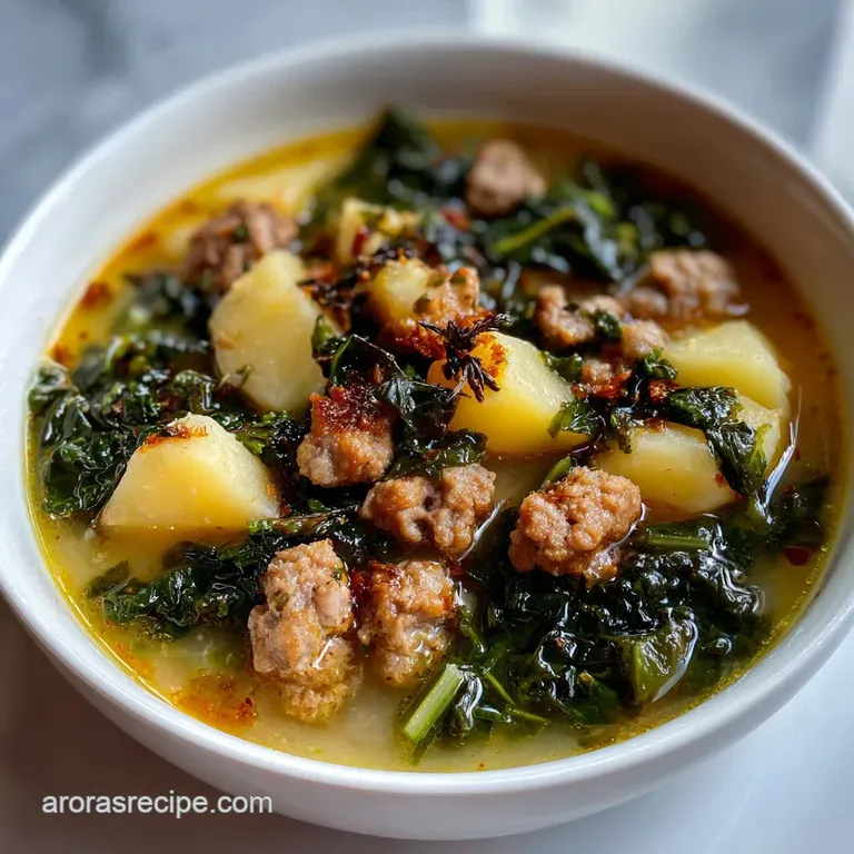 Tuscan Zuppa: Hearty Sausage Kale Soup Recipe presentation