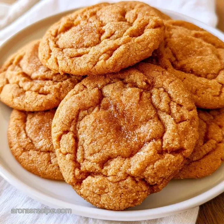A small stack of soft brown cookies on a white plate, garnished with a fresh apple slice and a sprinkle of cinnamon.