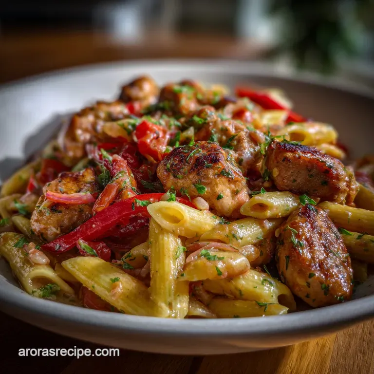 25-Minute Chicken and Sausage Pasta with Cream Sauce