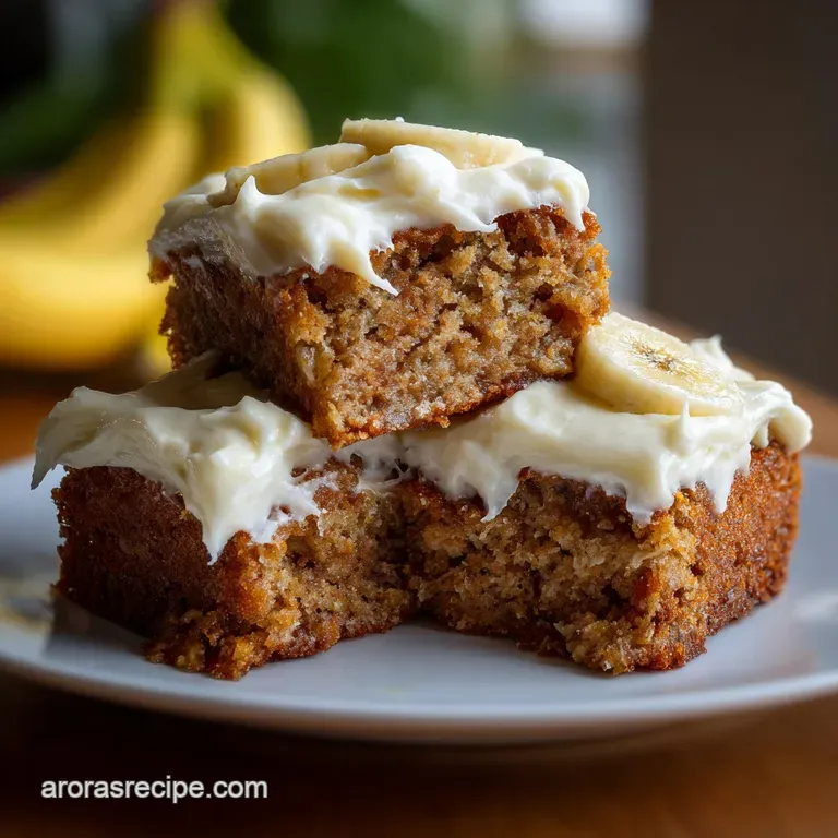 Banana Bars: Classic Soft Recipe with Frosting presentation