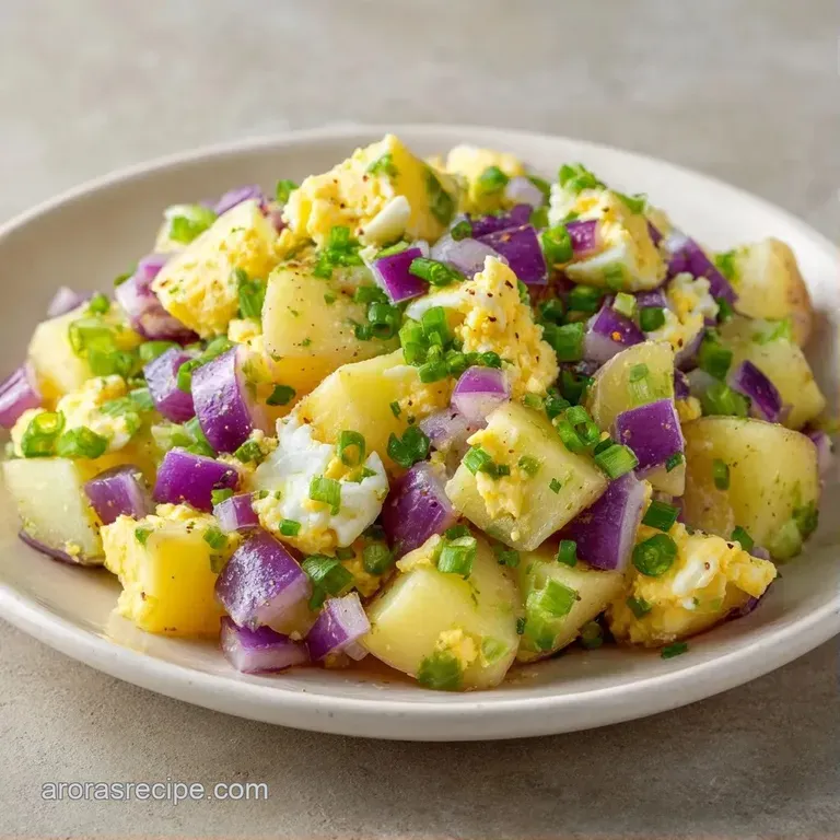 A precise scoop of creamy cubed potatoes garnished with fresh chives on a minimalist white plate with a silver fork.