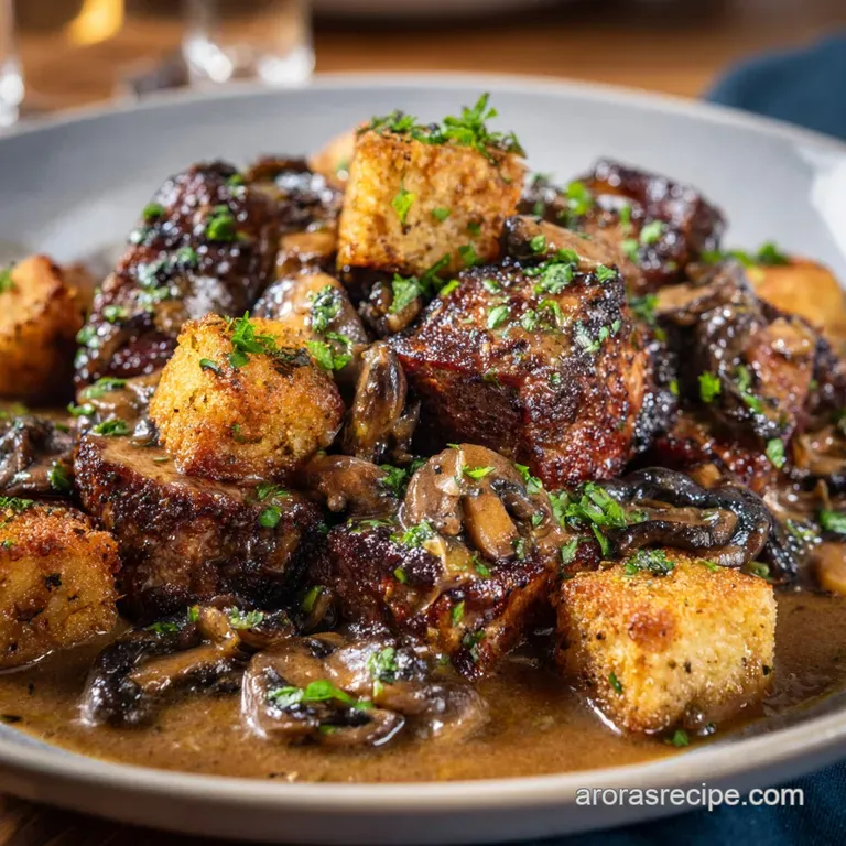 The Ultimate Chop Steak Recipe with Rich Mushroomonion Gravy presentation