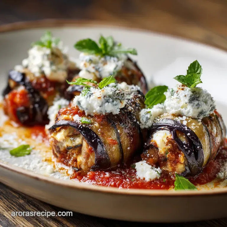 The Italian Hug Silken Ricotta and Basil Eggplant Involtini