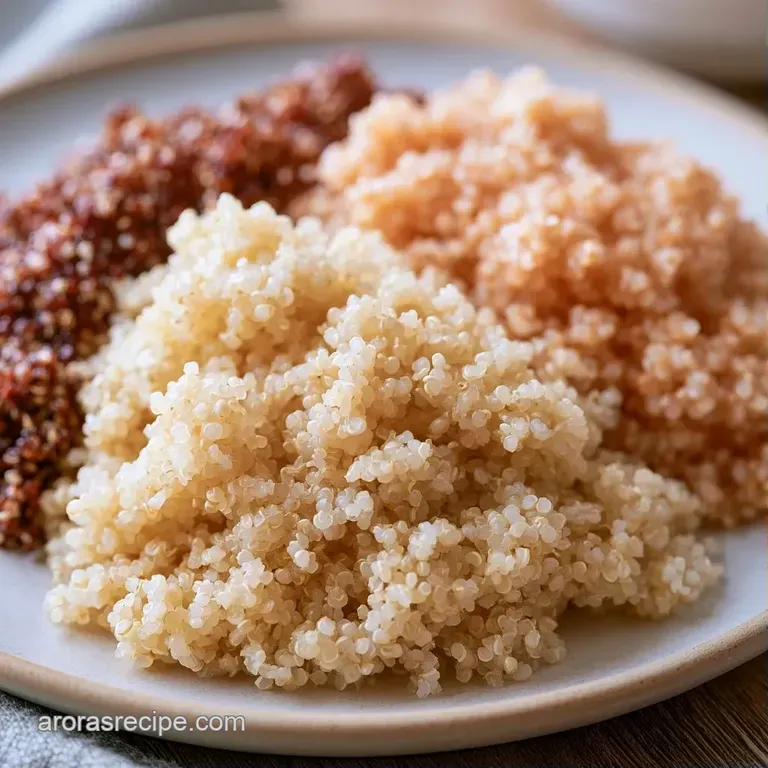 A minimalist bowl of pale gold quinoa topped with a sprig of parsley and a drizzle of olive oil on a linen cloth.
