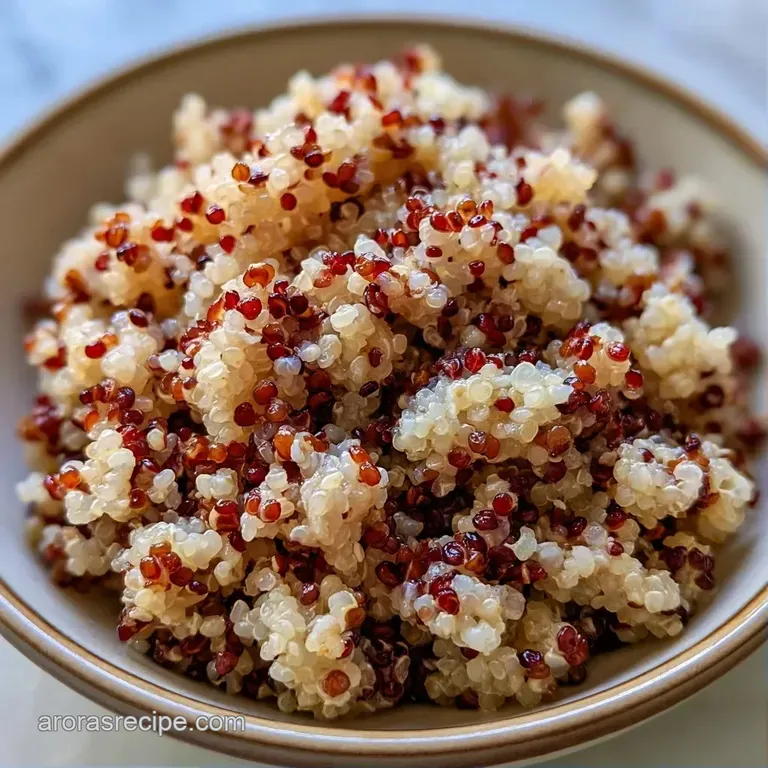 A neat mound of fluffy grains and colorful vegetables on a white plate, topped with crumbled feta and a lemon slice.