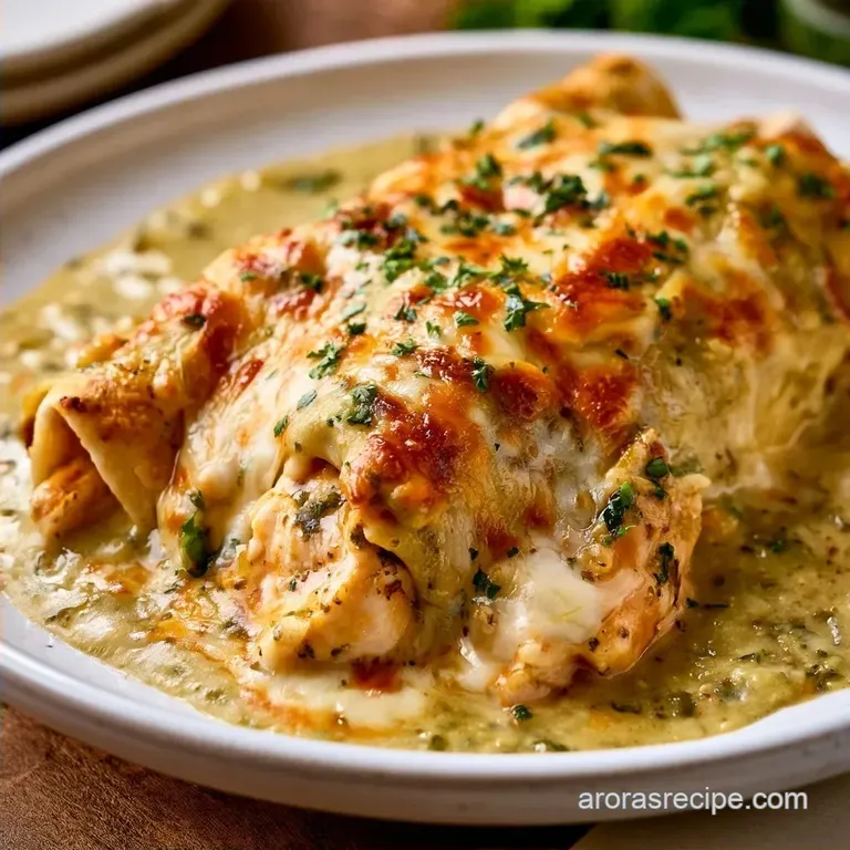 Creamy Green Chile Chicken Enchiladas with Cream Cheese