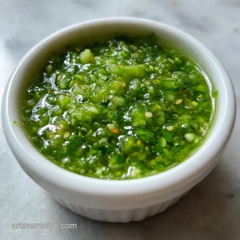 Bright green salsa drizzled artfully over crisp tortilla chips, creating a colorful appetizer with a spicy kick. Ready to ...