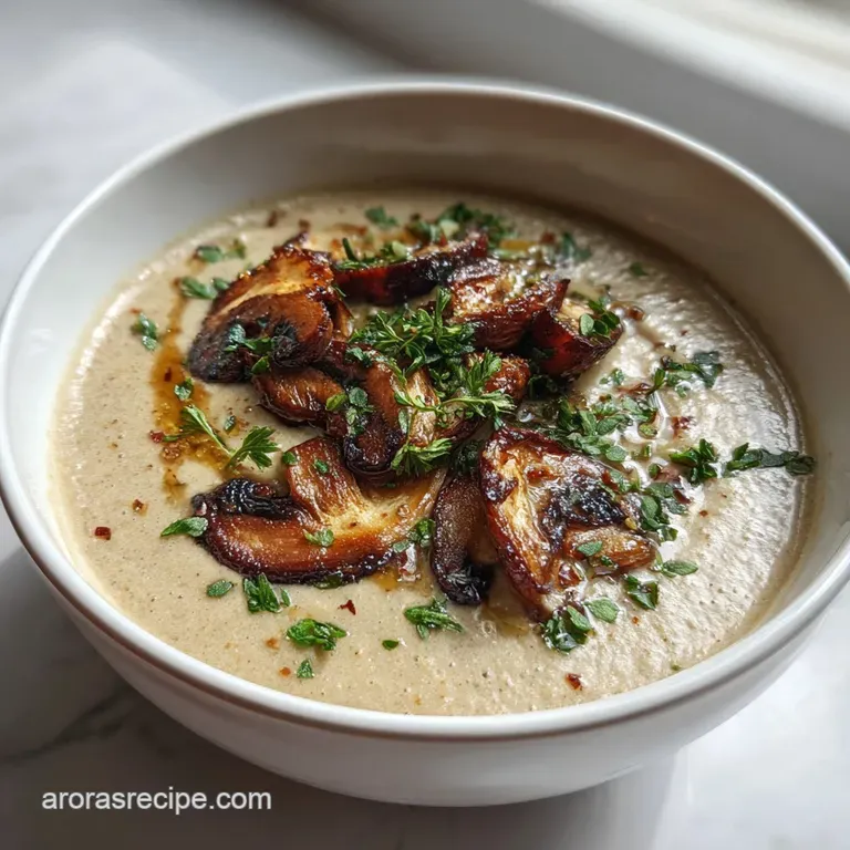 Cream of Mushroom Soup with Roasted Garlic