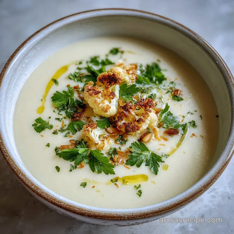 Super Creamy Cauliflower Soup with Roasted Garlic