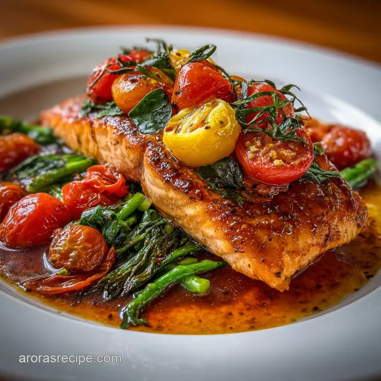 Flaky salmon fillet draped in creamy Tuscan sauce. Vibrant spinach and juicy tomatoes complement the elegant, restaurant-s...