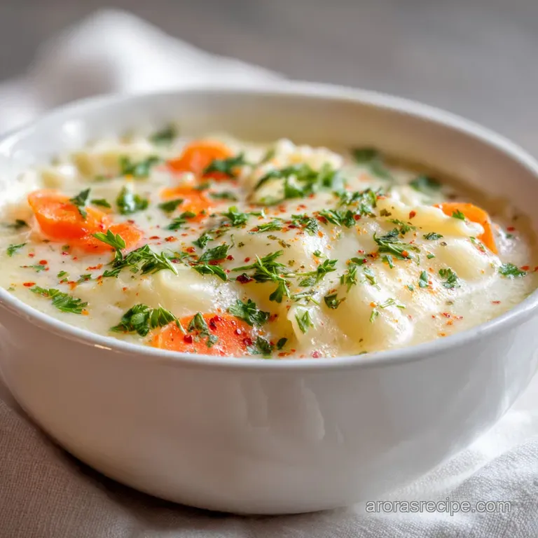 A rustic bowl overflowing with creamy white lasagna soup, showcasing pasta ribbons and savory chicken.