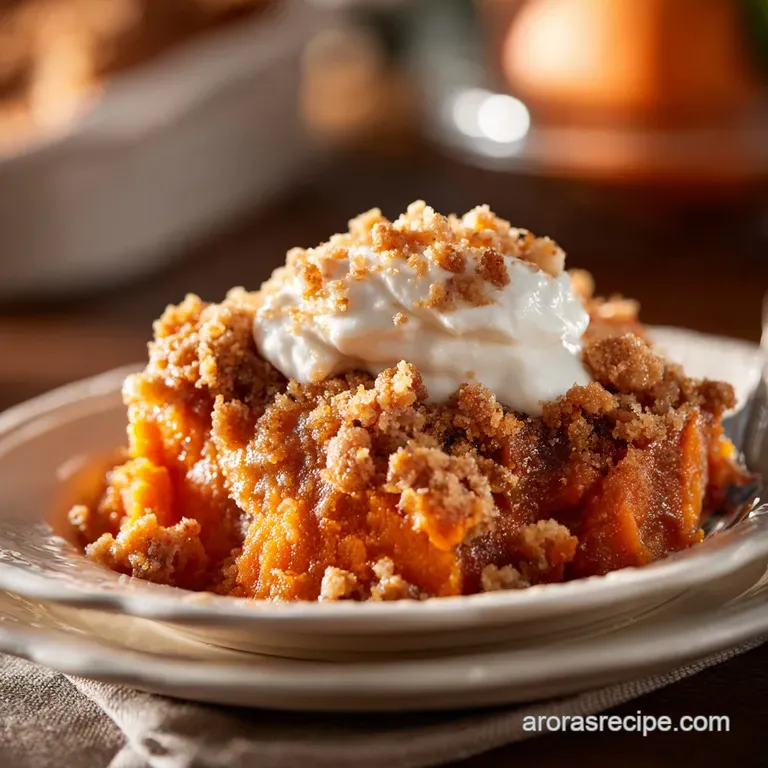 Crock Pot Sweet Potato Casserole with Brown Sugar and Pecan Streusel