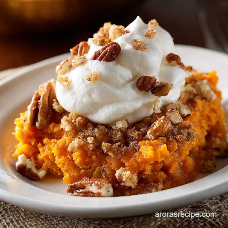 Crockpot Sweet Potato Casserole with Pecan Topping (The Oven-Free Method) presentation