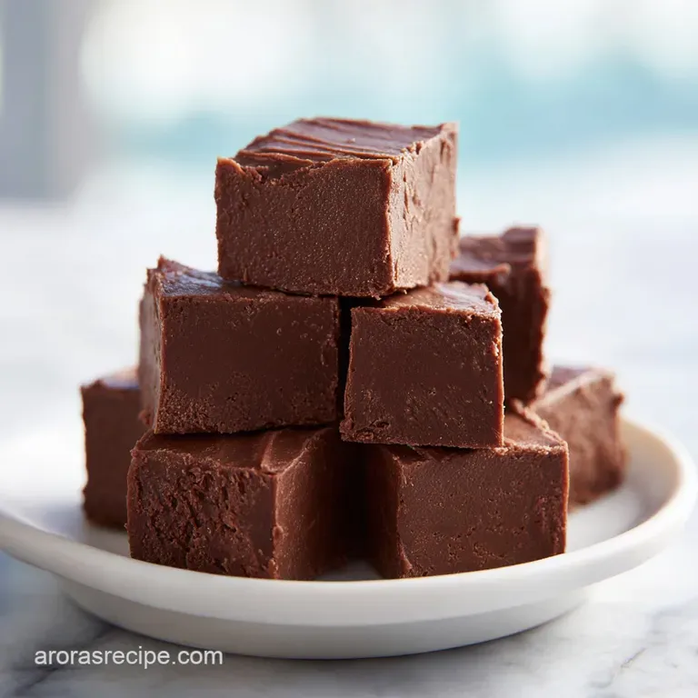 A small plate features two fudge squares, highlighting the candy's satiny sheen and generous walnut topping. A tempting sw...