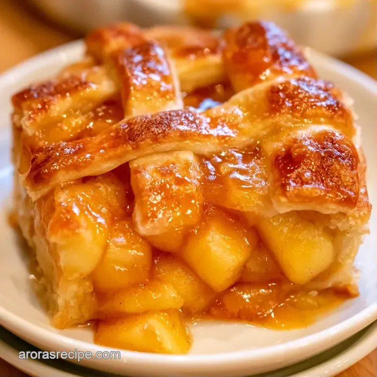 A single slice of warm pie with a scoop of melting vanilla ice cream dripping over golden, flaky pastry crust.