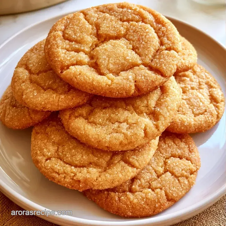Neatly stacked buttery cookies on a white ceramic plate, garnished with a sprig of mint and autumn leaf accents.