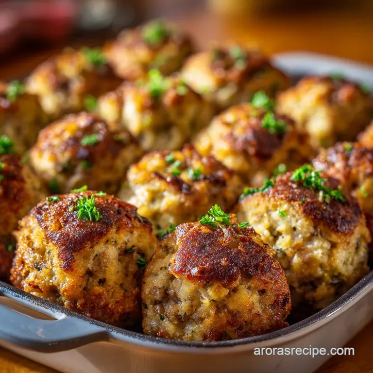 Grandma Dots Stuffing Balls: the Golden Sage Sausage Recipe presentation