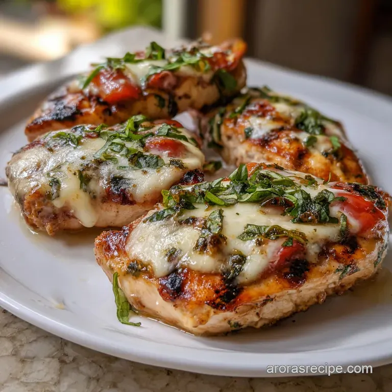 Grilled Chicken Margherita: Fresh Mozzarella Dinner presentation