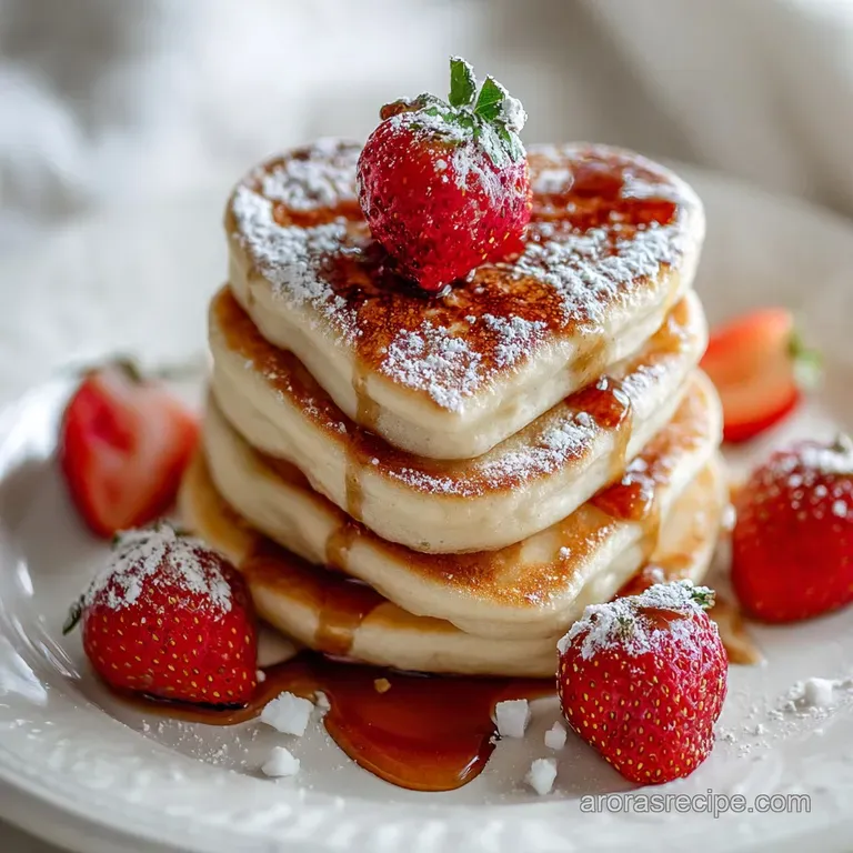 Valentines Day Brunch Idea with Heart-Shaped Pancakes