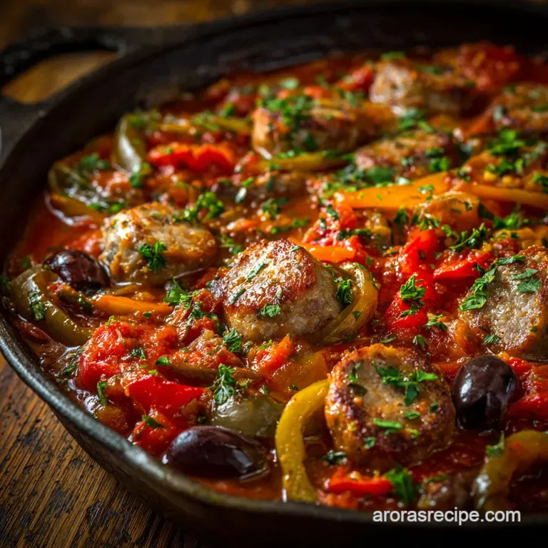 Rustic Italian Sausage Cacciatore a Weeknight Feast presentation
