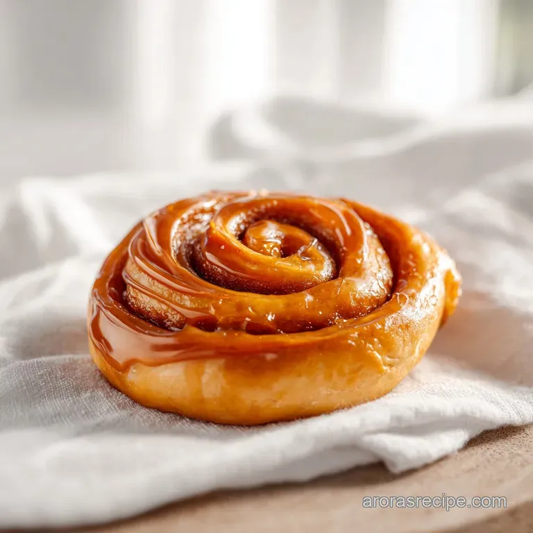 A silky caramel swirl atop a slice of cake, garnished with a pinch of flaky sea salt and a fresh mint leaf.
