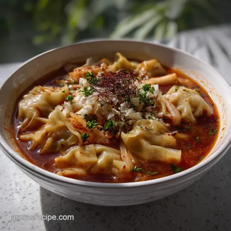 Kimchi and Dumpling Noodle Soup | Pungent & Unctuous Broth
