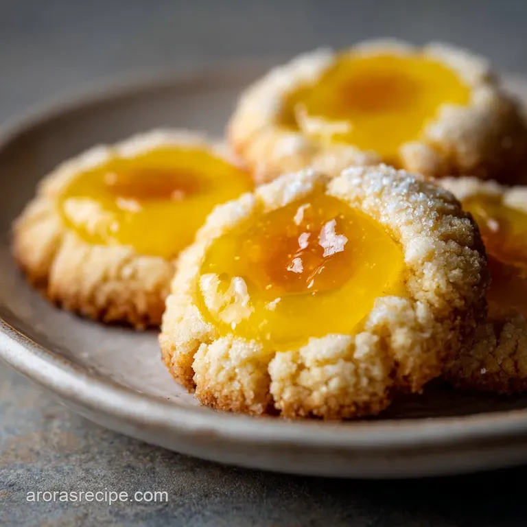 Elegant presentation of lemon curd cookies: a single cookie with a vibrant lemon filling displayed with a sprig of mint.