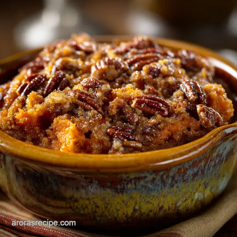 Make Ahead Sweet Potato Casserole with Pecans and Toasted Streusel presentation