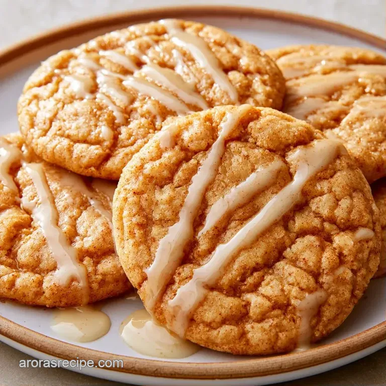 A neat stack of glazed cookies on a white ceramic plate, paired with a linen napkin and a glass of milk.