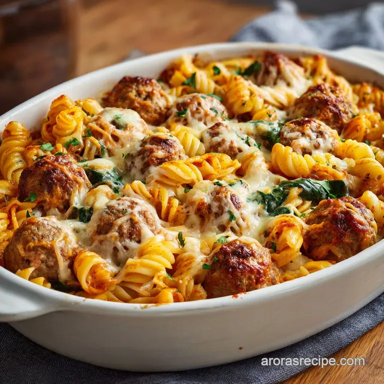 Dump and Bake Meatball Casserole with Pasta