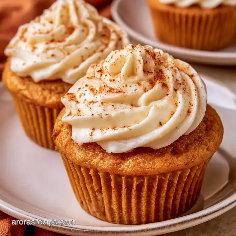 A trio of frosted cakes on a white platter, accented by orange autumn leaves and a light dusting of powdered sugar.