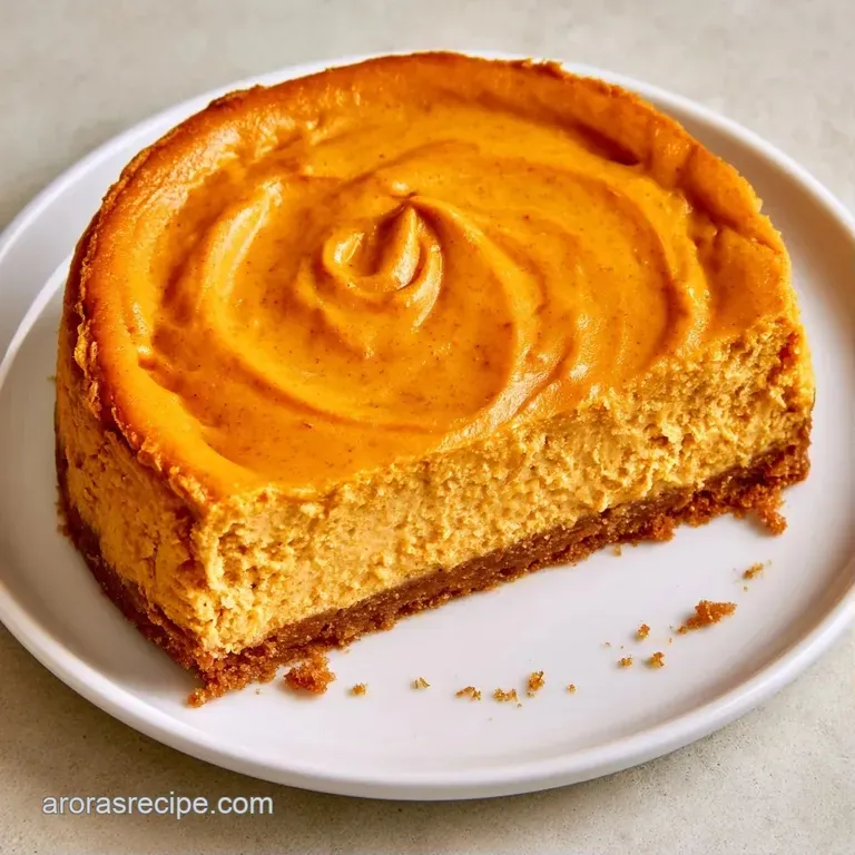 A slice of orange cream cake on a white ceramic plate, garnished with a dust of cinnamon and a fresh mint leaf.
