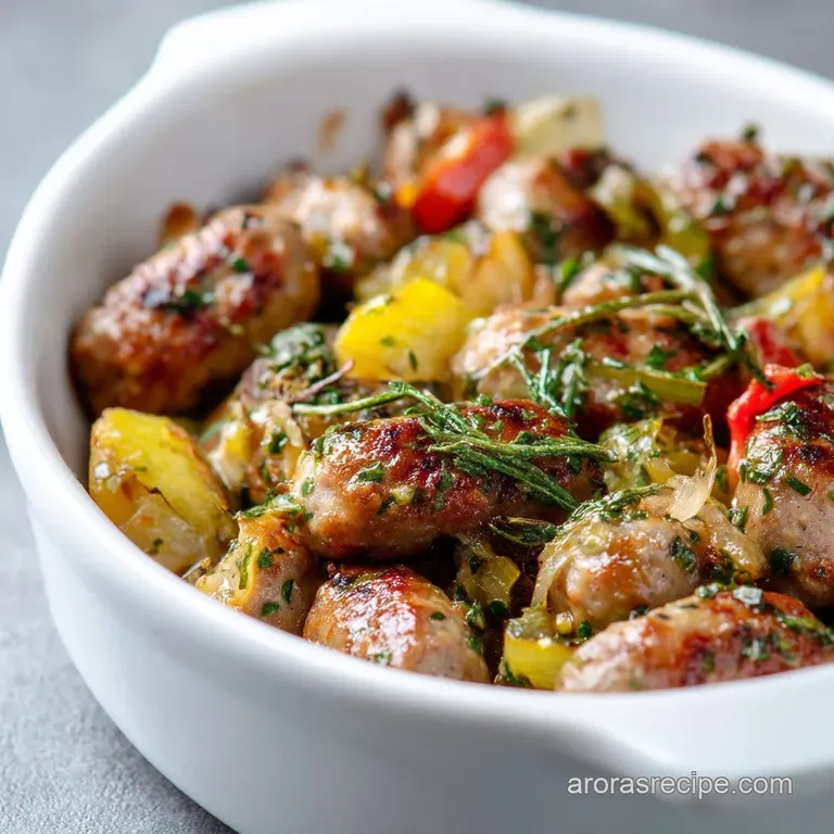 Weeknight Recipes: One-Pan Sausage Veg Bake presentation