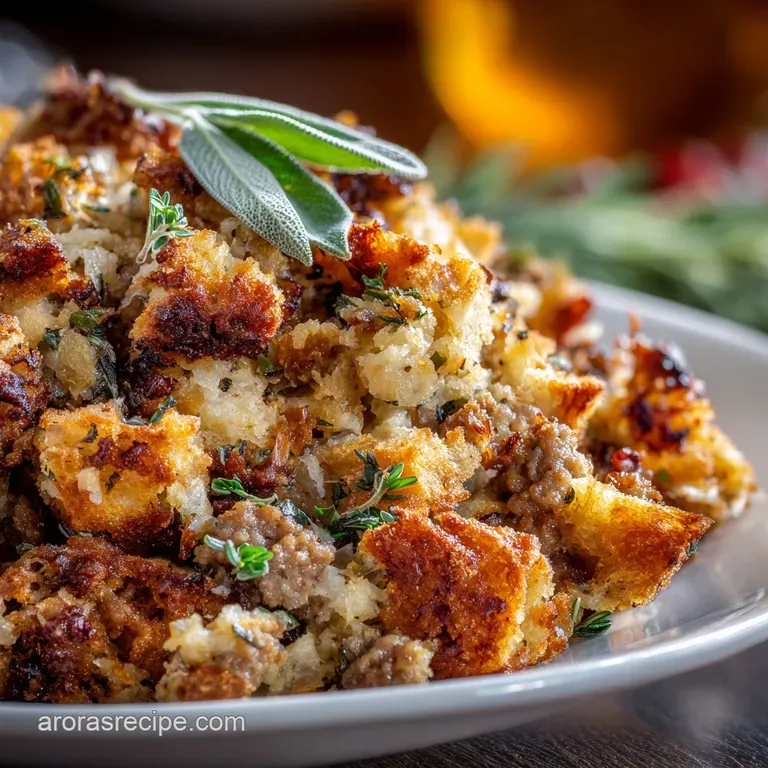 Sausage Stuffing Proper British Sage Dressing Crispy Top Moist Inside