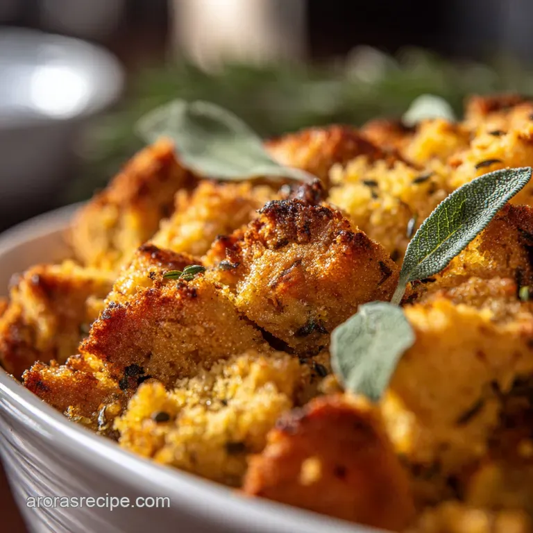 The Chefs Classic Cornbread Stuffing with Sage and Thyme presentation