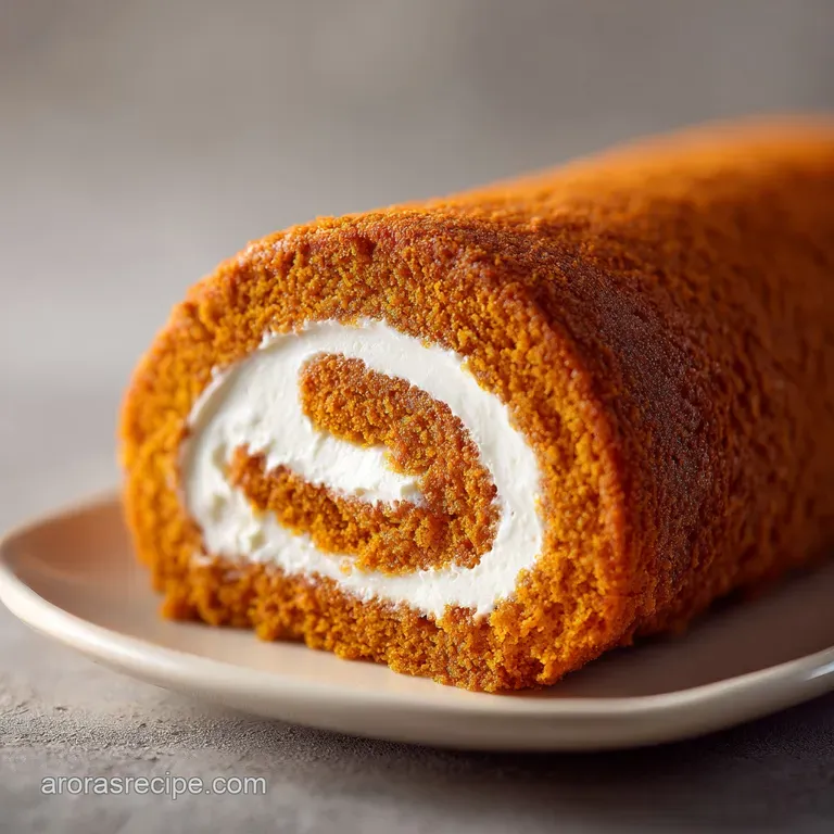 Elegant slices of orange sponge cake spiraled with white cream resting on a white platter with a dusting of sugar.