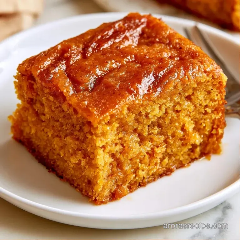 A neat slice of spiced orange cake with swirls of ivory frosting served on a white ceramic plate with a mint leaf.