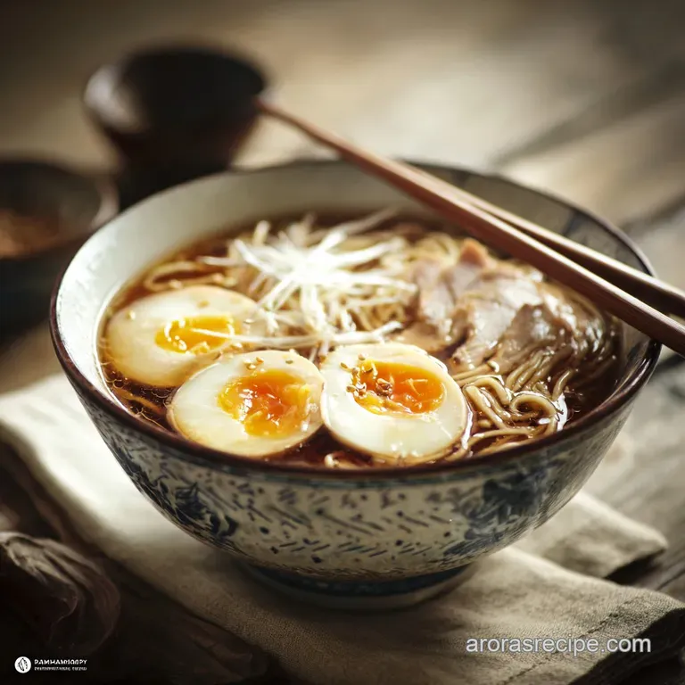 Ramen with Egg Ultimate Shoyu Broth Chefs Jammy Ajitama Recipe presentation