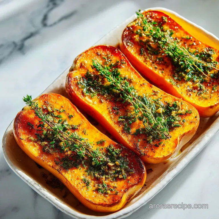 Roasted Butternut Squash in the Oven with Garlic and Herbs