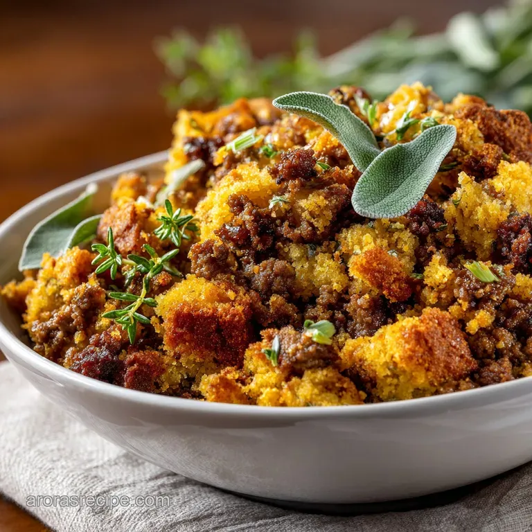 Sage Ground Beef Cornbread Stuffing: the Butchers Blend for the Holidays presentation