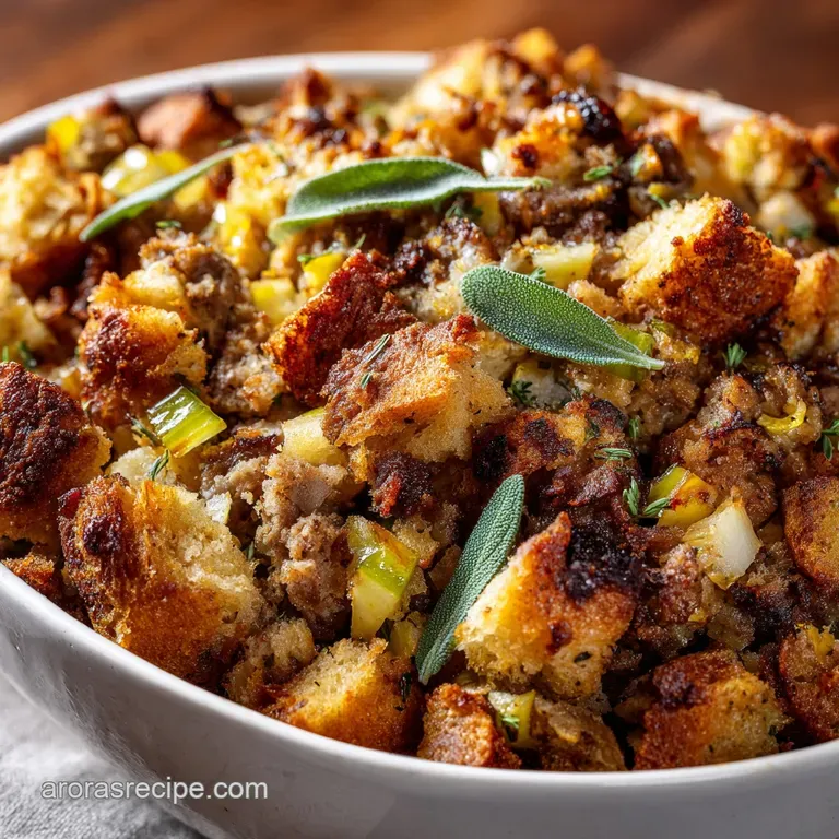 Thanksgiving Stuffing with Sausage Sage and Apple (Baked Outside the Bird)