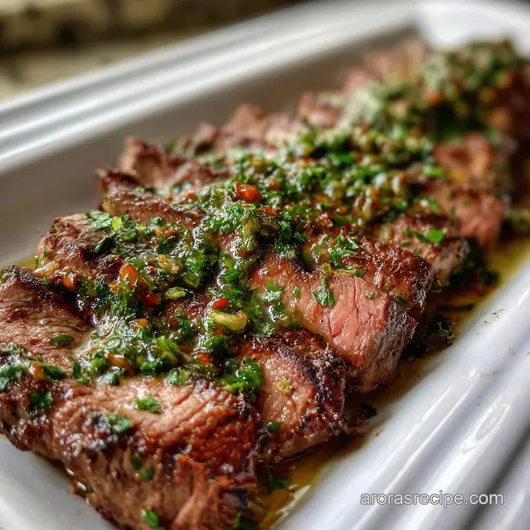 Chimichurri Steak: Argentinian Gold Flank presentation