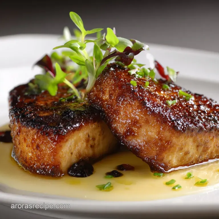 Seared Foie Gras: Classic Preparation with Fig Balsamic Reduction presentation