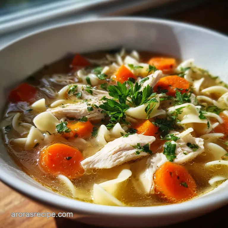 Simple Chicken Noodle Soup: Herbaceous Broth